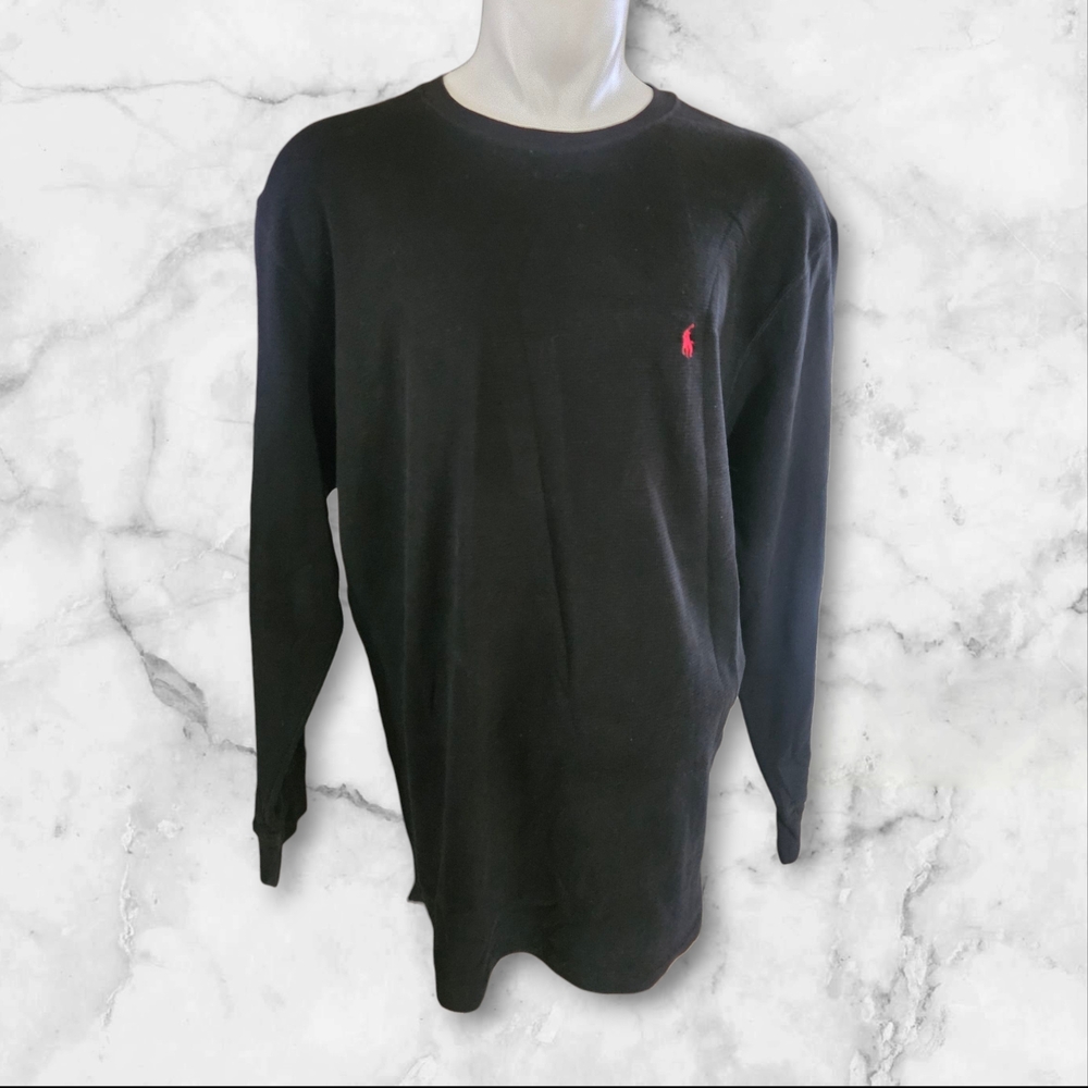 Polo Ralph Lauren Sleepwear Shirt Men’s 2X Black Red Pony Long Sleeve Crewneck